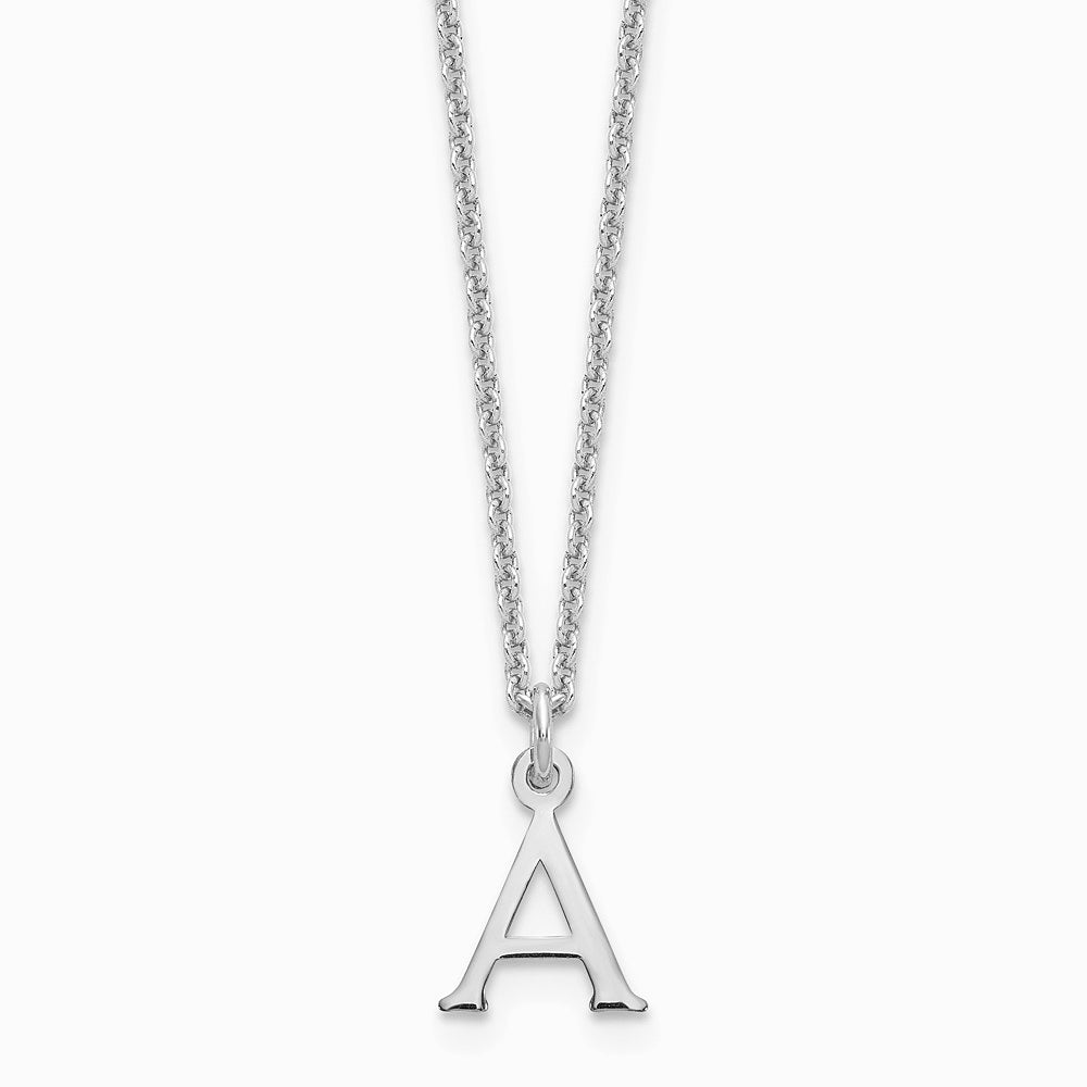 14K White Gold 14KW Cutout Letter A Initial Necklace