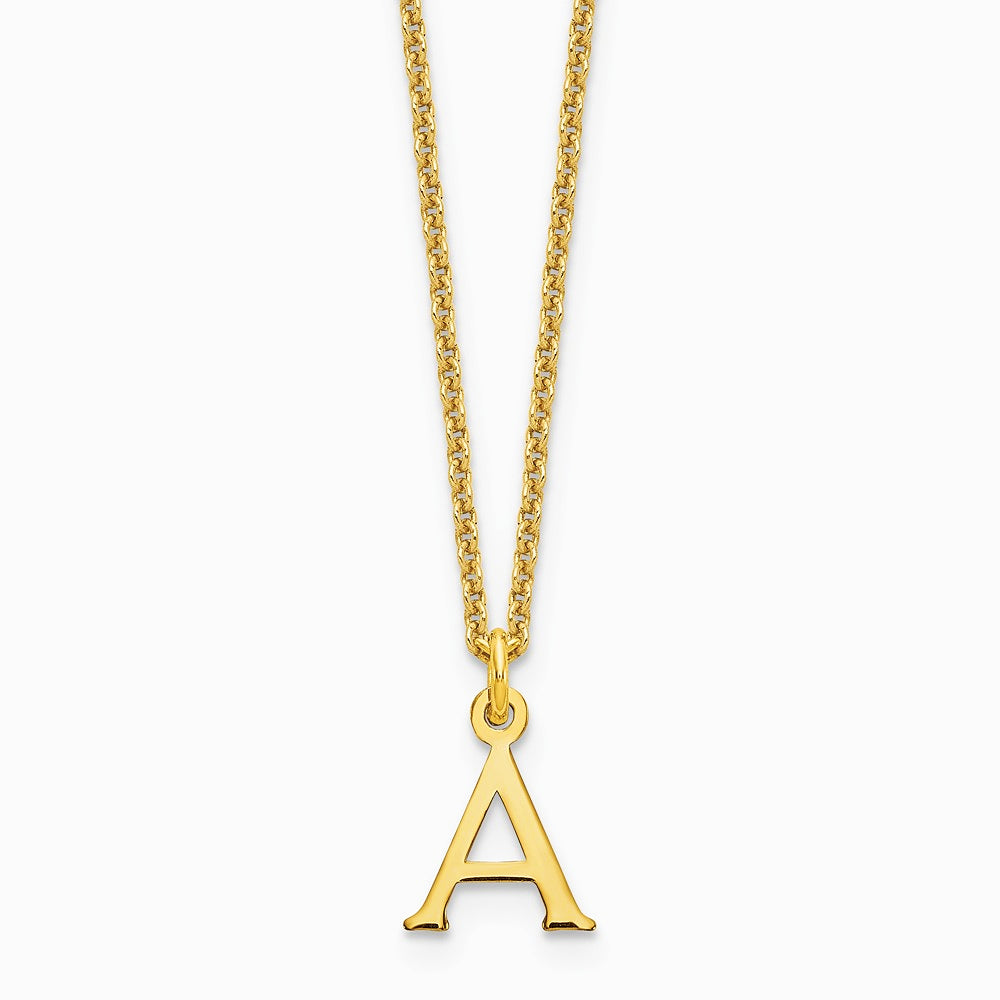 14K Yellow Gold 14KY Cutout Letter A Initial Necklace