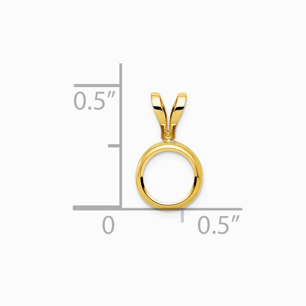 14K Yellow Gold 6mm Round Bezel Pendant Mounting - Product Photo