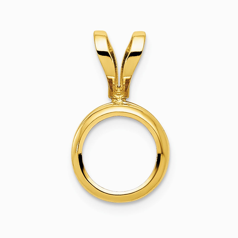 14K Yellow Gold 6mm Round Bezel Pendant Mounting - Product Photo