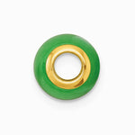 14K Yellow Gold Polished Jade Oval Bead Slide Pendant - Product Photo