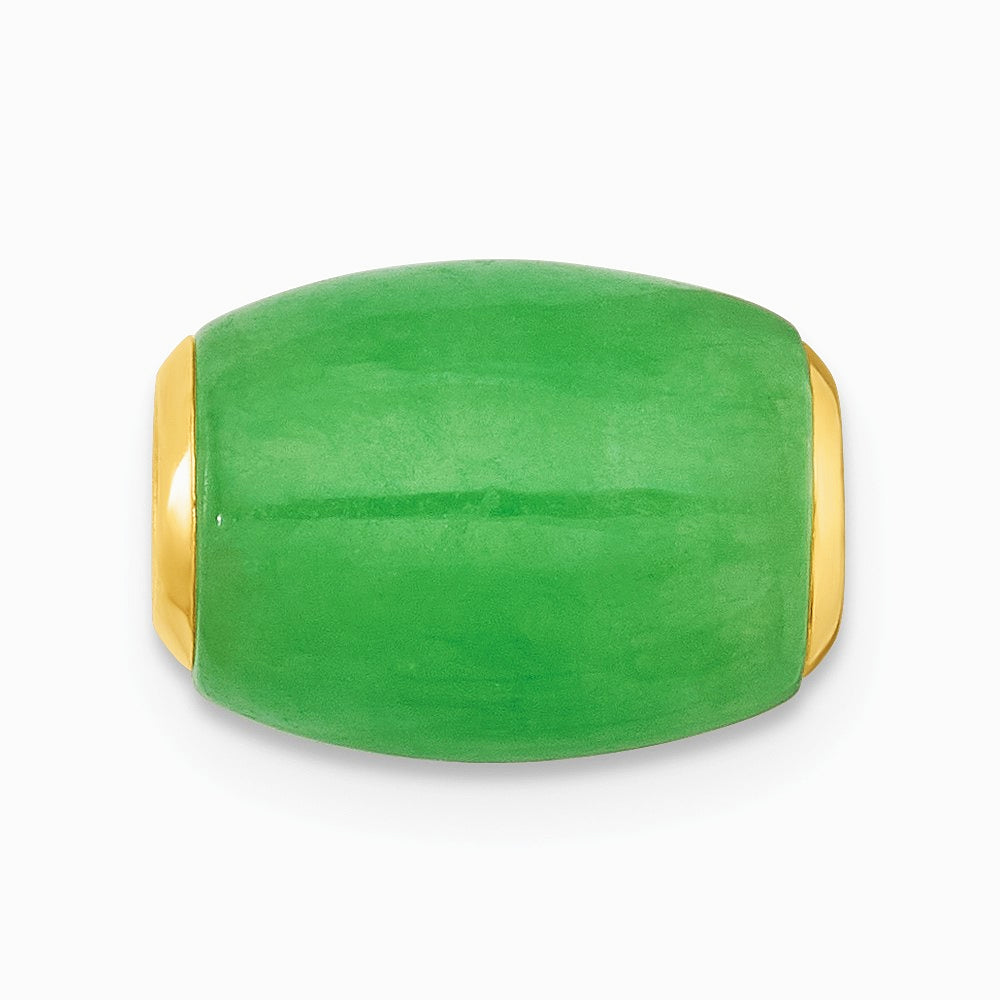 14K Yellow Gold Polished Jade Oval Bead Slide Pendant - Product Photo