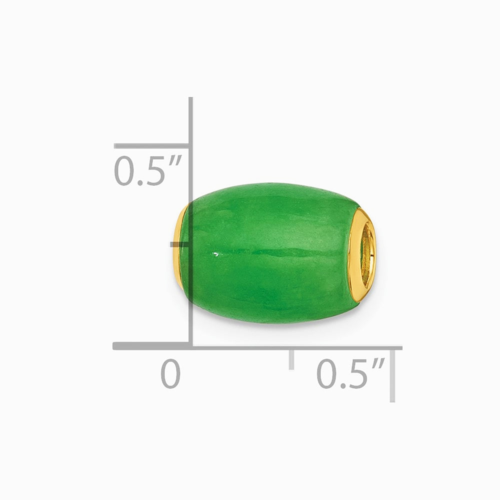 14K Yellow Gold Polished Jade Oval Bead Slide Pendant - Product Photo