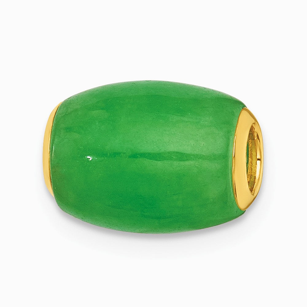 14K Yellow Gold Polished Jade Oval Bead Slide Pendant