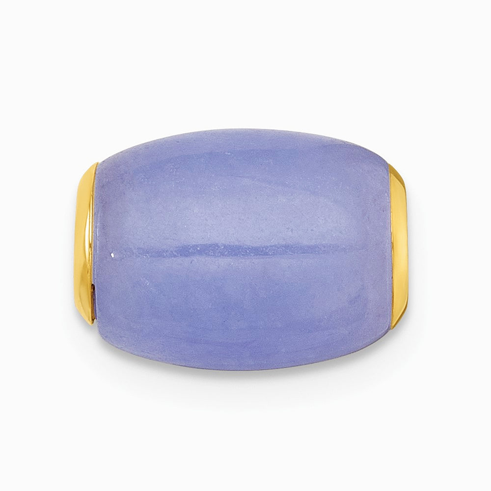14K Yellow Gold Polished Lavender Jade Oval Bead Slide Pendant - Product Photo