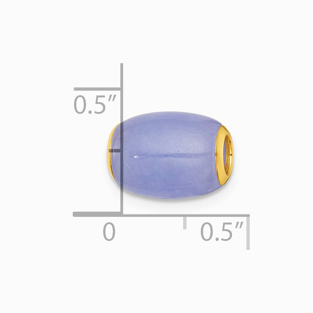 14K Yellow Gold Polished Lavender Jade Oval Bead Slide Pendant - Product Photo