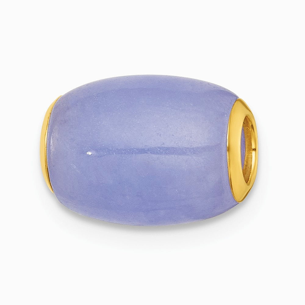 14K Yellow Gold Polished Lavender Jade Oval Bead Slide Pendant