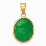 14K Yellow Gold Polished Jade Oval Pendant - Product Photo