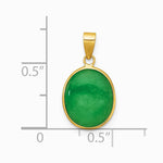 14K Yellow Gold Polished Jade Oval Pendant - Product Photo