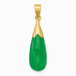14K Yellow Gold Polished Jade Teardrop Pendant - Product Photo