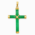 14K Yellow Gold Polished Jade X Cross Pendant - Product Photo
