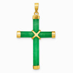14K Yellow Gold Polished Jade X Cross Pendant - Product Photo