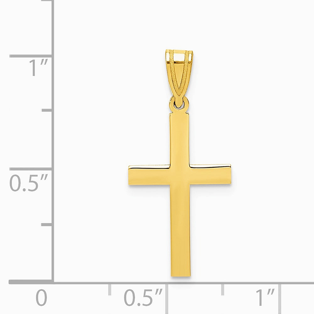 10K / 14K Yellow Gold Sandblasted Cross Pendant - Product Photo