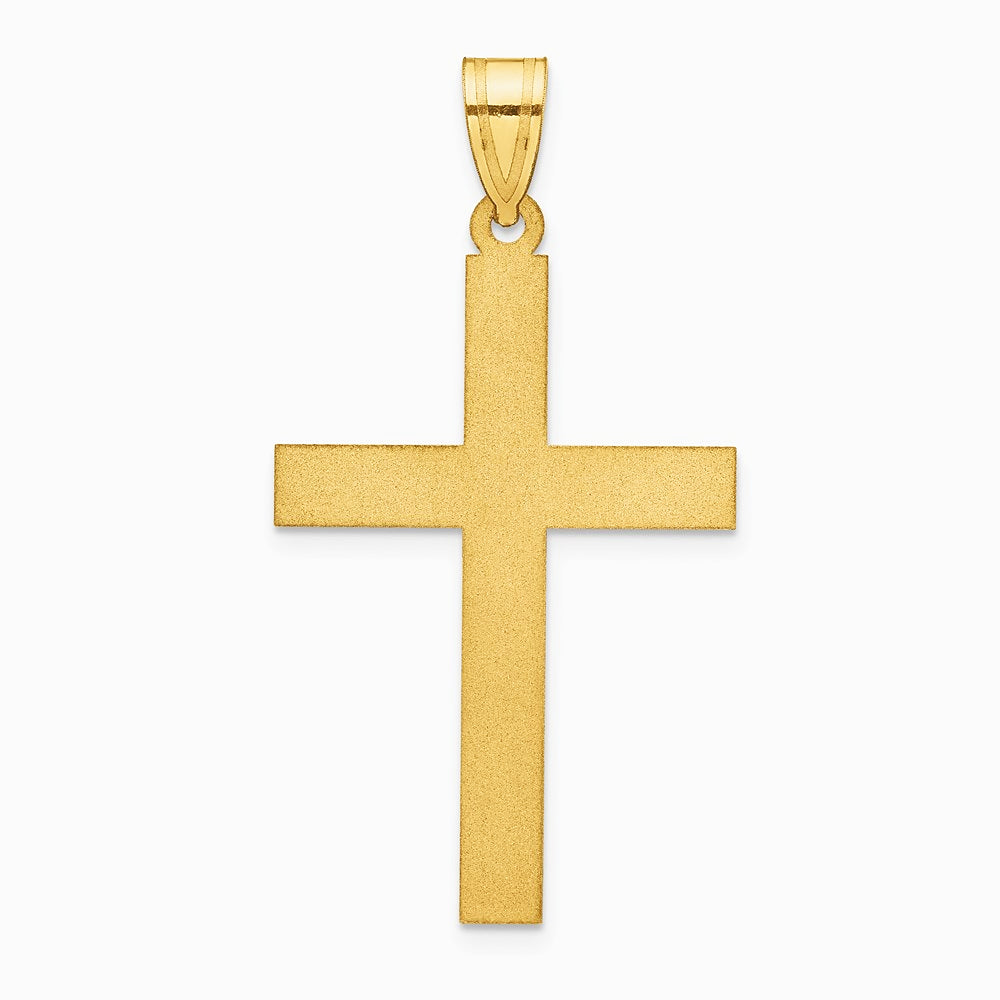 14K Yellow Gold Sandblasted Cross Pendant