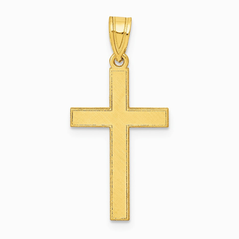 14K Yellow Gold Florentine Satin Cross Pendant