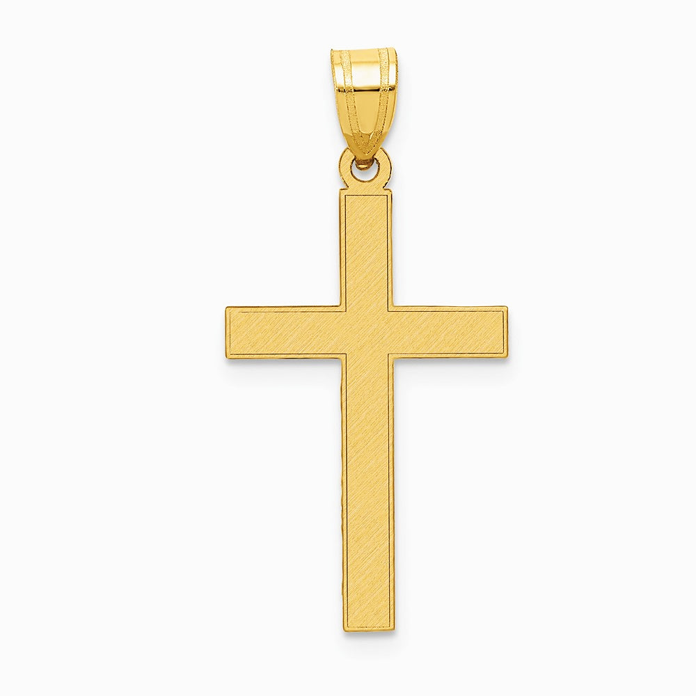 14K Yellow Gold Florentine Satin Cross Pendant