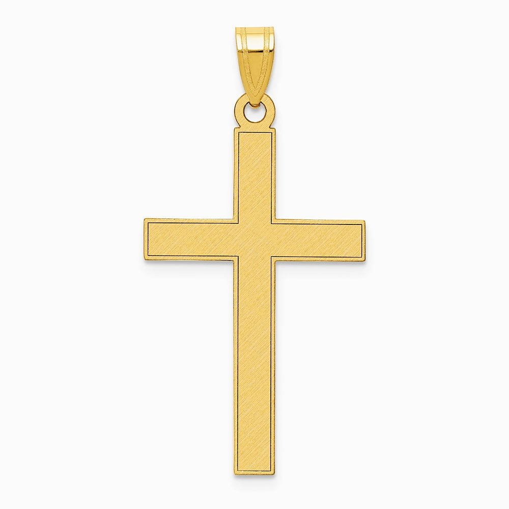 14K Yellow Gold Florentine Satin Cross Pendant
