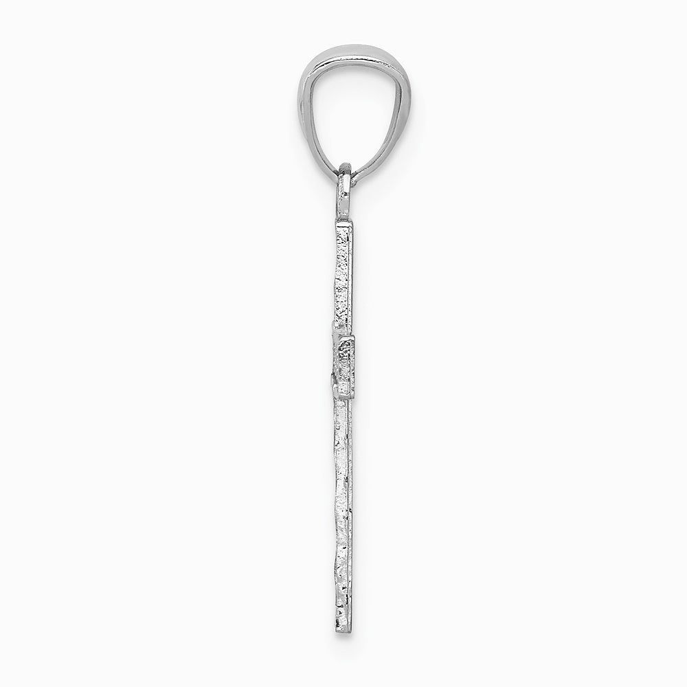 14K White Gold Cross Pendant - Product Photo