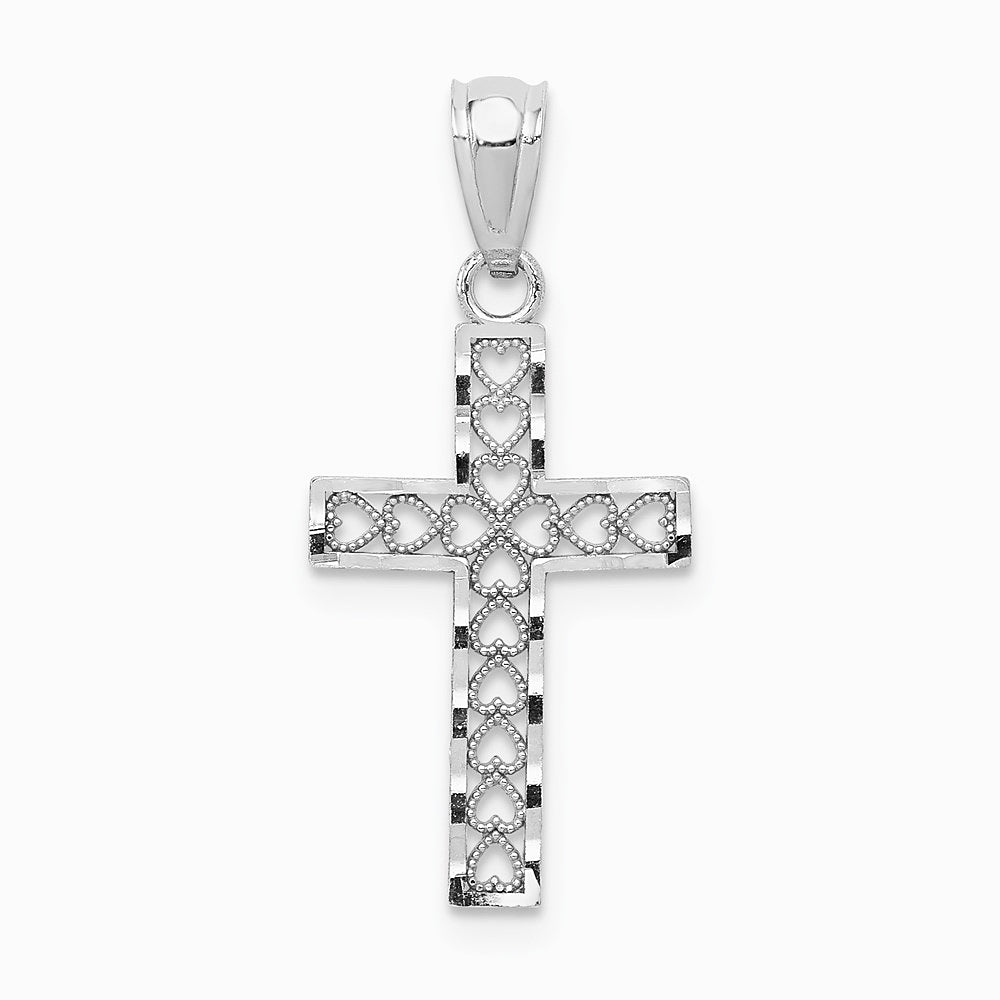 14K White Gold Cross Pendant