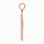 14K Rose Gold Rhodium Diamond Cut Cross Pendant - Product Photo