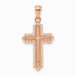 14K Rose Gold Rhodium Diamond Cut Cross Pendant - Product Photo