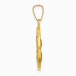 14K Yellow Gold Queen Of The Holy Scapular Reversible Medal Hollow Pendant - Product Photo