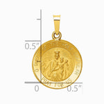 14K Yellow Gold Queen Of The Holy Scapular Reversible Medal Hollow Pendant - Product Photo