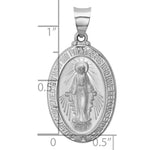 14k White Gold Polished/Satin Miraculous Medal Hollow Pendant - Product Photo