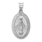 14k White Gold Polished/Satin Miraculous Medal Hollow Pendant - Product Photo