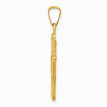 14K Yellow Gold Polished and Satin Four Way Medal Hollow Pendant - Product Photo