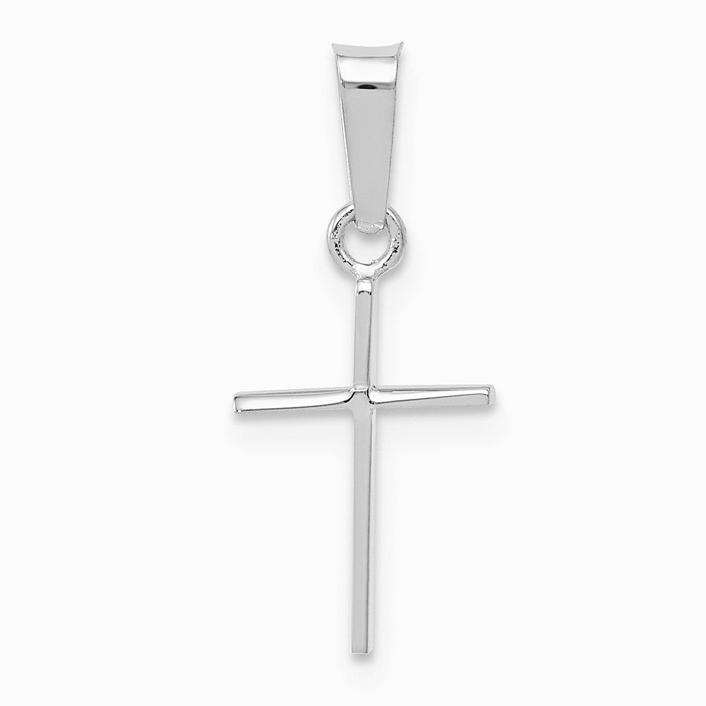 14K White Gold Polished Cross Solid Pendant
