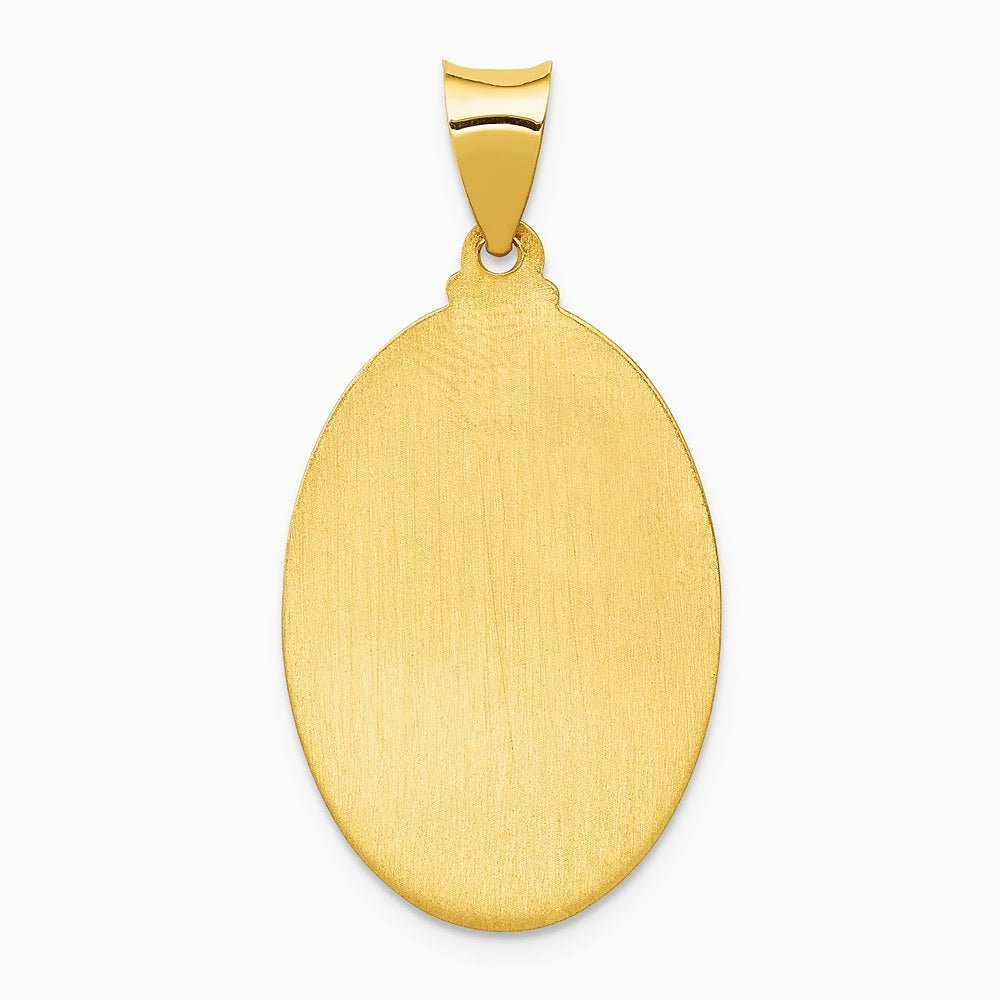 14K Yellow Gold Polished and Satin St. Anthony Medal Hollow Pendant - Product Photo