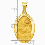 14K Yellow Gold Polished and Satin St. Anthony Medal Hollow Pendant - Product Photo