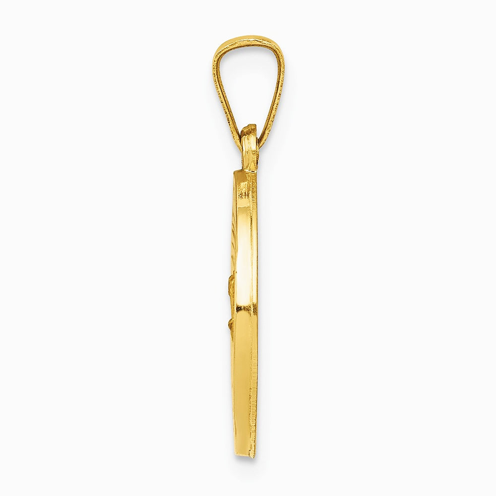 14K Yellow Gold Polished and Satin St. Christopher Medal Hollow Pendant - Product Photo
