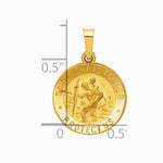 14K Yellow Gold Polished and Satin St. Christopher Medal Hollow Pendant - Product Photo