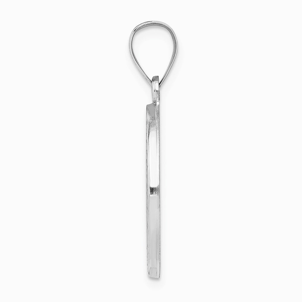 14K White Gold Polished/Satin St Christopher Medal Hollow Pendant - Product Photo