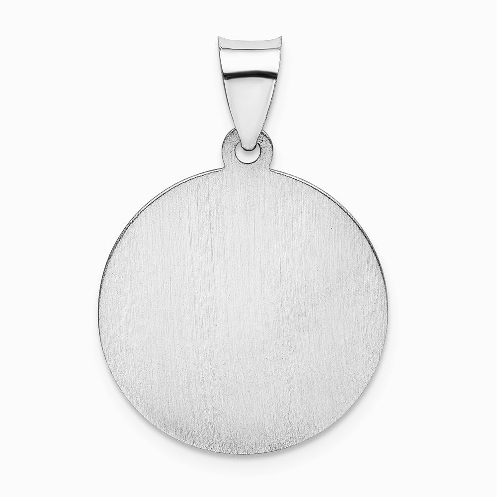 14K White Gold Polished/Satin St Christopher Medal Hollow Pendant - Product Photo