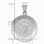 14K White Gold Polished/Satin St Christopher Medal Hollow Pendant - Product Photo