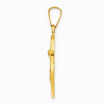 14K Yellow Gold Polished and Satin St Michael Badge Medal Hollow Pendant - Product Photo