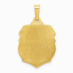 14K Yellow Gold Polished and Satin St Michael Badge Medal Hollow Pendant - Product Photo
