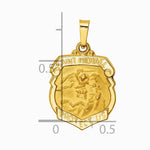 14K Yellow Gold Polished and Satin St Michael Badge Medal Hollow Pendant - Product Photo