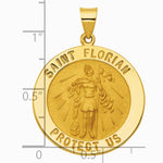 14K Yellow Gold Polished and Satin St Florian Medal Hollow Pendant - Product Photo