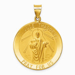 14K Yellow Gold Polished and Satin St Jude Thaddeus Medal Hollow Pendant - Product Photo