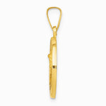 14K Yellow Gold Polished and Satin St Michael Medal Hollow Pendant - Product Photo