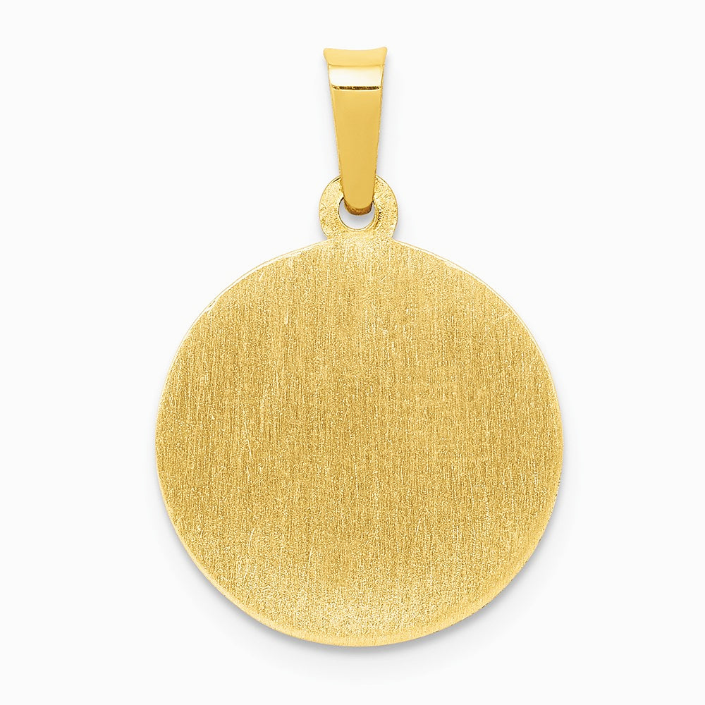 14K Yellow Gold Polished and Satin St Michael Medal Hollow Pendant - Product Photo