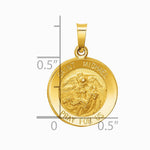 14K Yellow Gold Polished and Satin St Michael Medal Hollow Pendant - Product Photo