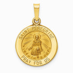 14K Yellow Gold Polished and Satin St Peregrine Medal Hollow Pendant - Product Photo