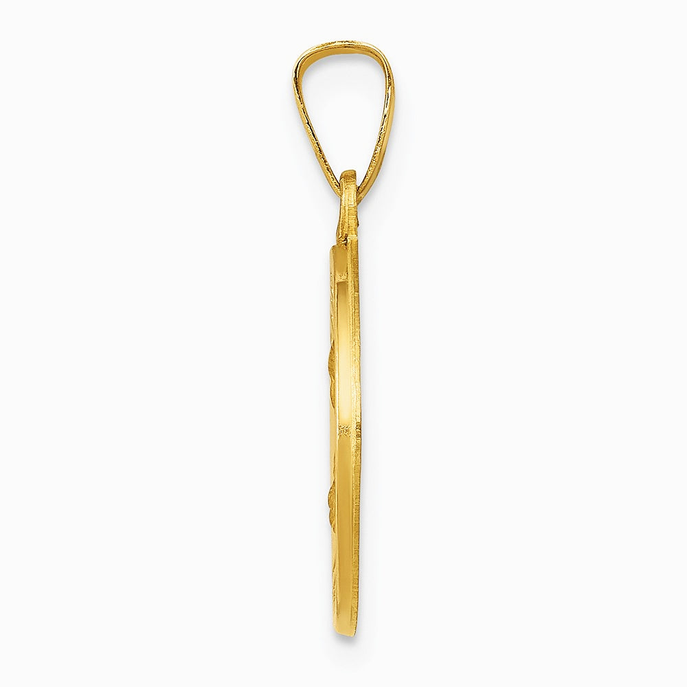 14K Yellow Gold Polished and Satin St Theresa Medal Hollow Pendant - Product Photo