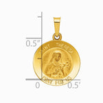 14K Yellow Gold Polished and Satin St Theresa Medal Hollow Pendant - Product Photo