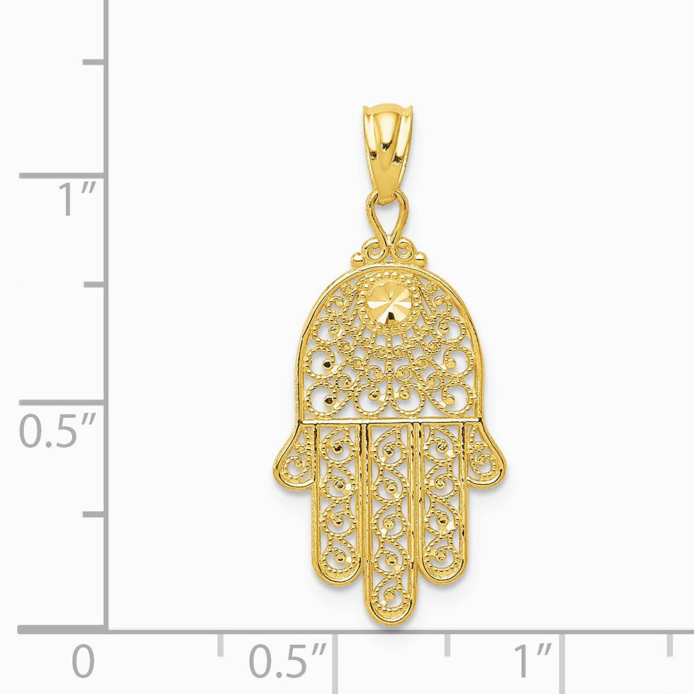 10K / 14K Yellow Gold Hand of God Pendant - Product Photo